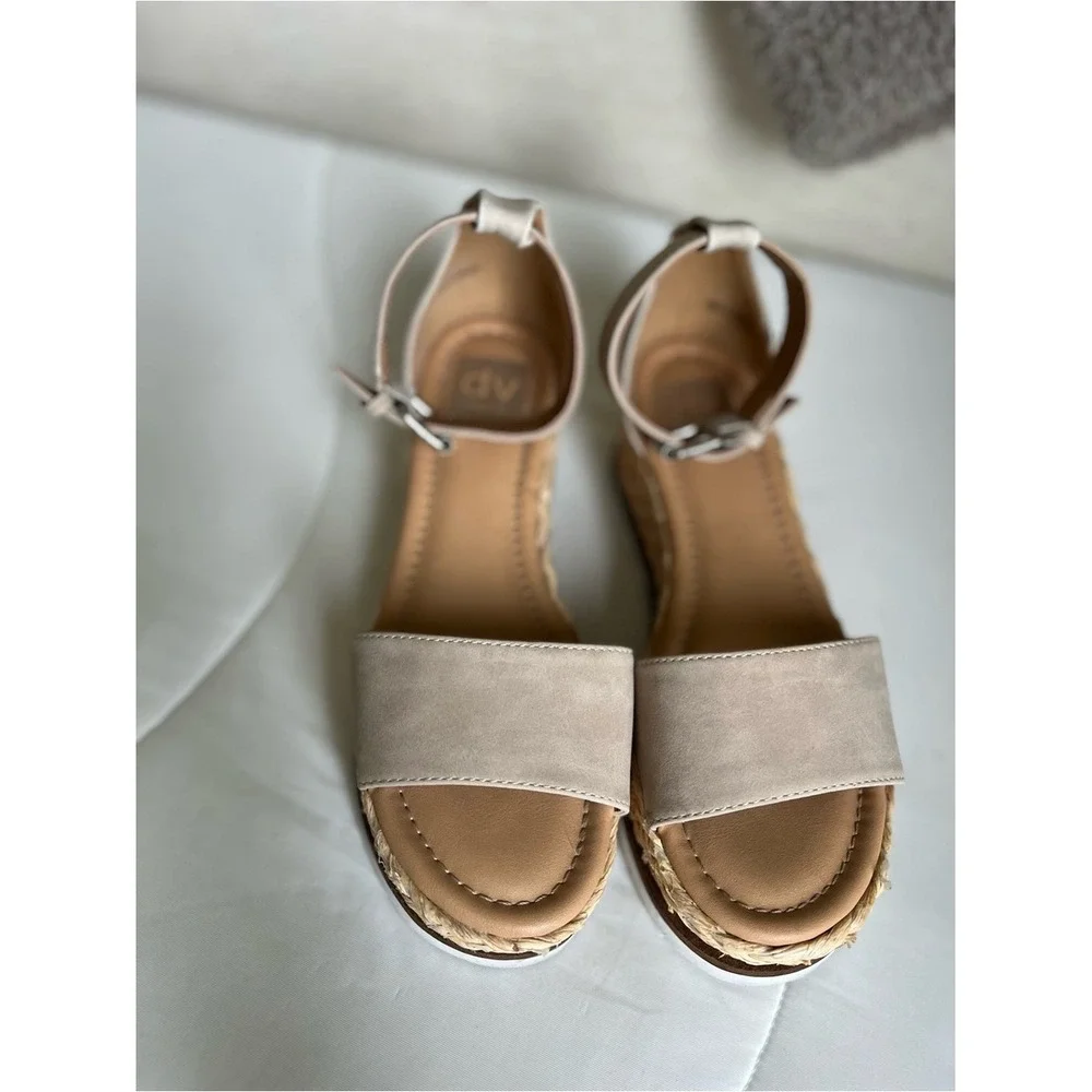 Dolce Vita Women's Neutral Espadrille Platform Sandals with Ankle Strap size 6